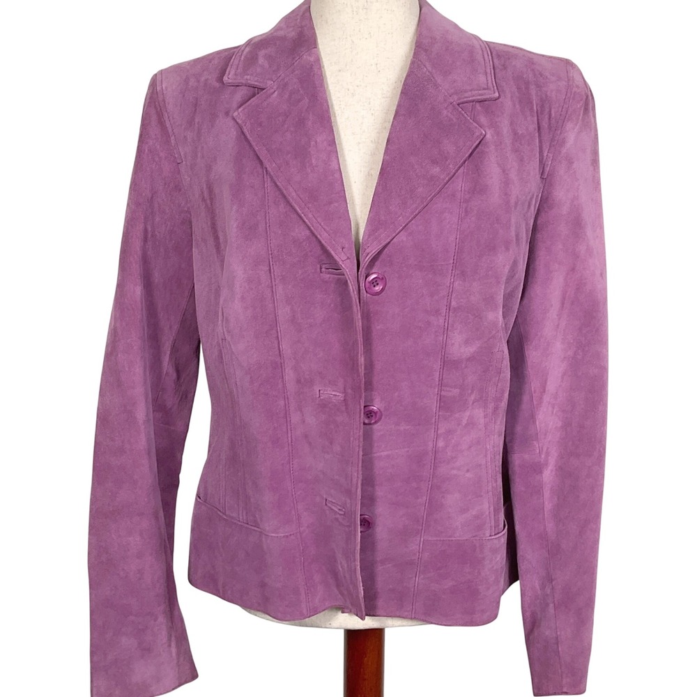 i.e. Blazer Women PL Purple‎ Suede Leather Leather Jacket Fitted Retro